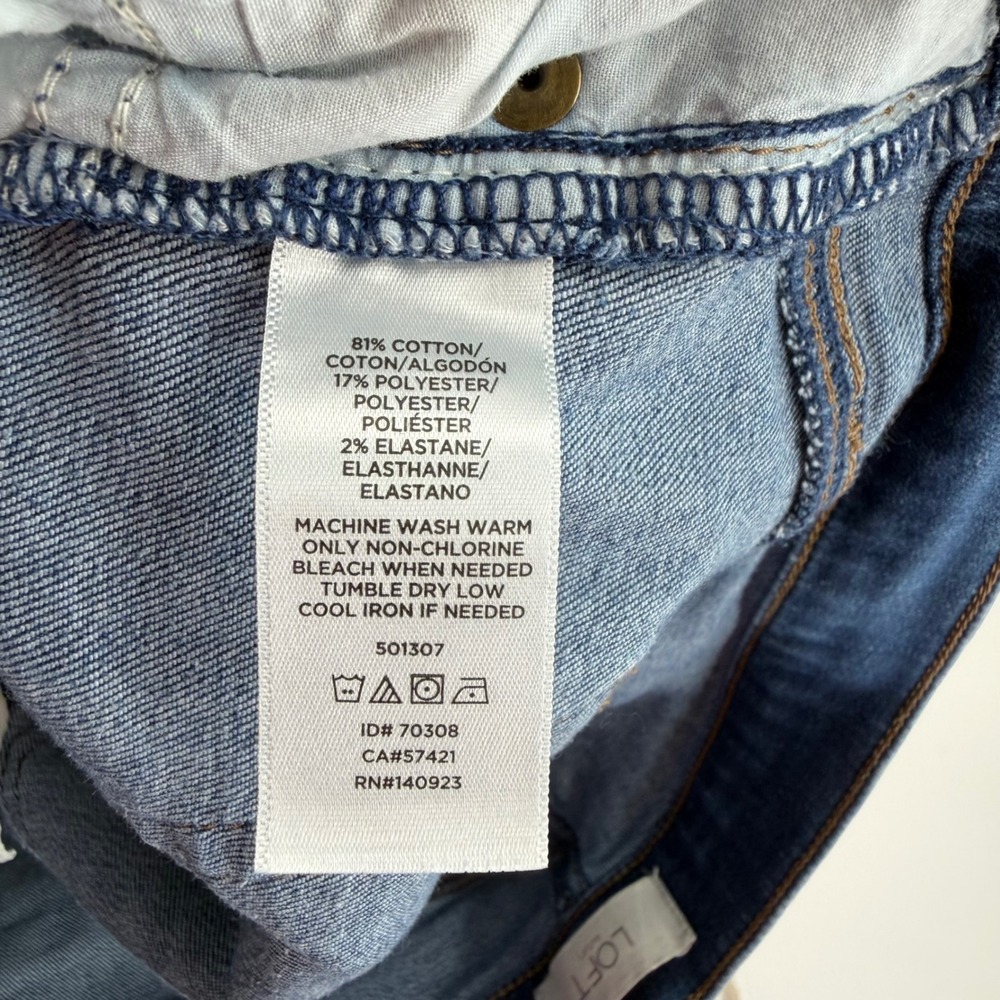 LOFT Outlet Frayed Hem Ankle Jeans Womens 14 Blue Mid Rise Skinny Stretch Denim - Picture 7 of 12